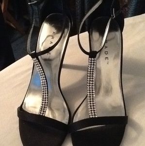 T-Strap Rhinestone Black Heels